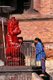 Nepal: Worshipping the Hindu god Hanuman, devotee of Rama, Hanuman shrine in Pashupatinath, Kathmandu
